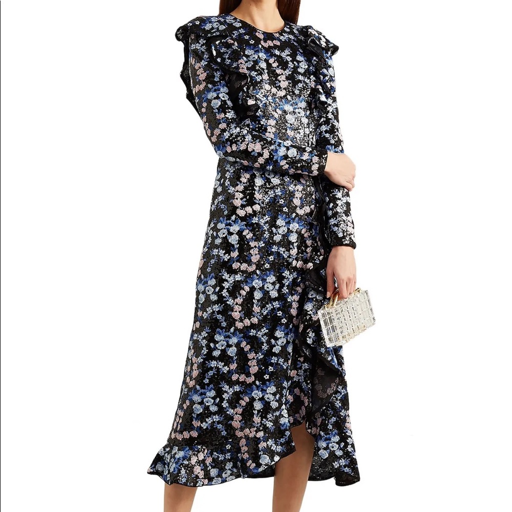 GIAMBATTISTA VALLI Ruffled embroidered sequined organza midi dress